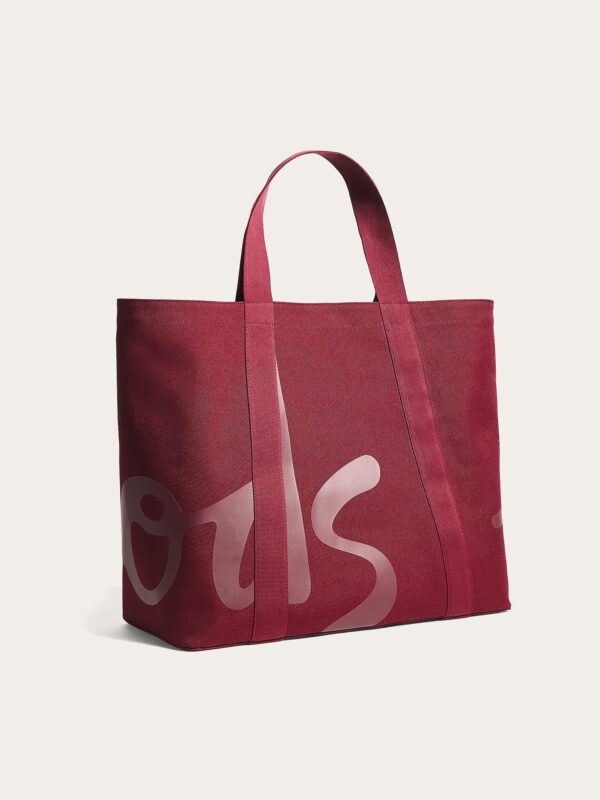 HDBB2612005-1-uni Harrods 酒紅色重磅棉帆布 Logo 托特包
