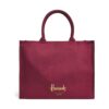 HDBB2622019-18_1-1-uni Harrods 酒紅燙金Logo棉質手提托特包