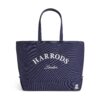 HDBB2632002-69_1-1-uni Harrods 藍色棉質刺繡Logo中型托特包