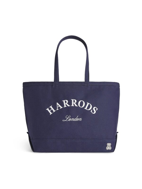 HDBB2632002-69_1-1-uni Harrods 藍色棉質刺繡Logo中型托特包