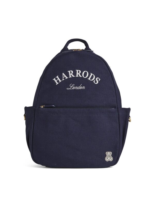 HDBC2632002-69_1-1-uni Harrods 藍色棉質刺繡標誌雙肩背包