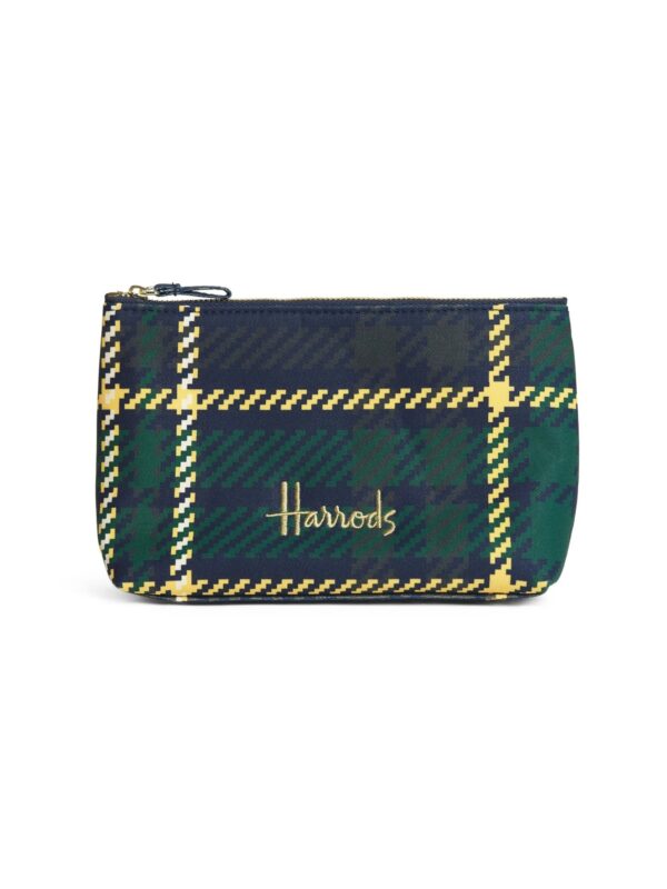 HDBE2630002-58_1-1-uni Harrods 綠色蘇格蘭格紋棉質Logo小化妝包