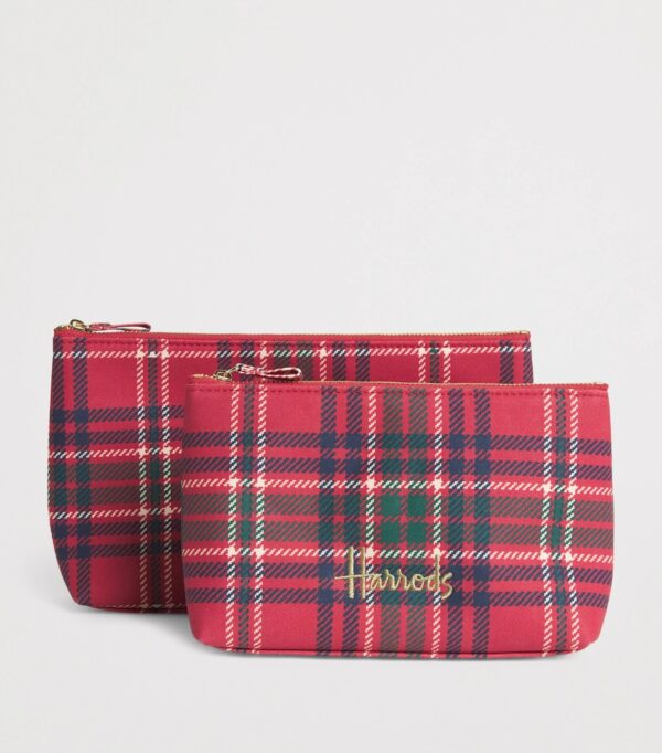 HDBE2630003-14_2-mc Harrods 中號格紋拉鍊收納包側面角度,展示約17×25cm尺寸與包體厚度