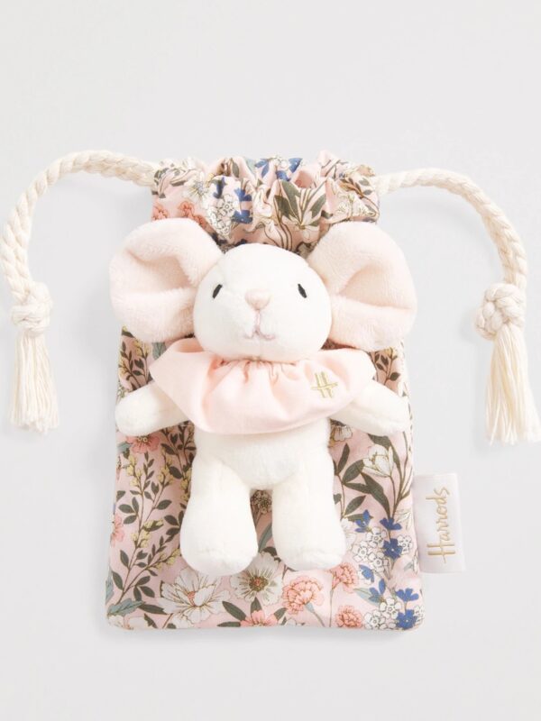 Harrods Mouse in a Bag 粉紅小鼠娃娃置於手提袋中整體包裝展示