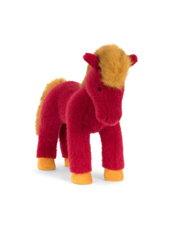 JCDB2540021-14-uni 英國 JELLYCAT 馬年限定赤毛小馬絨毛娃娃正面,約 30cm,鮮紅色毛絨材質,憨萌造型