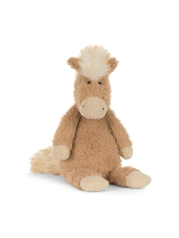 JCDB2540022-84-uni 英國 JELLYCAT Canterneigh Pony 棕色小馬絨毛娃娃正面,約 36cm 圓潤可愛造型展示