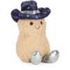 JCDB2610016-81-Amuseables-Space-Rodeo-Peanut-15cm_2-mc JELLYCAT 太空牛仔花生娃娃側面細節,展示星空圖案牛仔帽與柔軟棕色絨毛質感