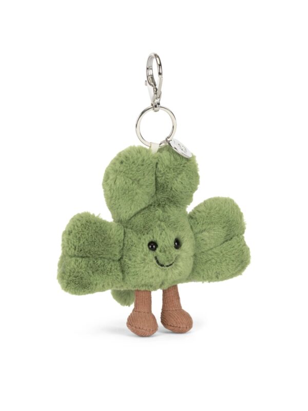 JELLYCAT Siofra Shamrock 吊飾側面特寫,展現燈芯絨靴子細節與超柔軟絨毛質感