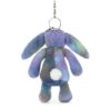 JELLYCAT-Zodihop-Luxe-Bunny-bag-Charm_3-2-mc JELLYCAT 星際藍兔子掛飾夾扣近拍,展示銀色金屬夾扣工藝與品牌標籤