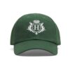 HDAW2630002-55_1-uni 英國 Harrods 綠色有機棉棒球帽正面,帽冠繡有品牌皇家徽章