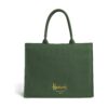 HDBB2432001-55_1-uni 英國 Harrods 經典綠大款棉布托特包正面,燙金品牌 Logo 清晰呈現