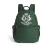 HDBC2542003-55_1-uni 英國 Harrods 經典綠棉質後背包正面全覽,展示精緻品牌刺繡徽章與金色五金拉鍊