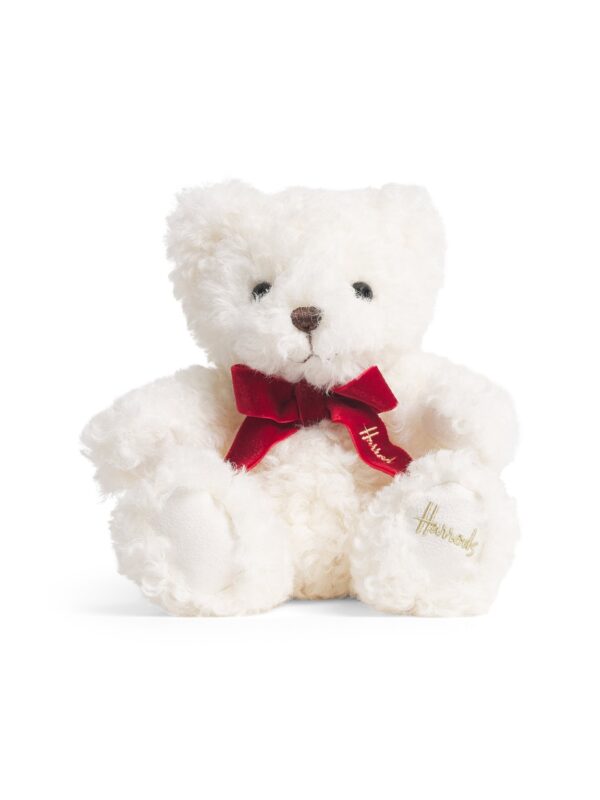 HDDB2630006-01_1-uni 英國 Harrods 2026 雪球白色泰迪熊娃娃正面,約 17cm,柔軟潔白絨毛圓潤可愛
