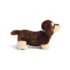 HDDB2630009-88_1-uni 英國 Harrods 棕色臘腸犬絨毛娃娃正面,配戴藍橙相間哈洛德百貨標誌性項圈