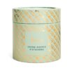 HDFC2420005-42_1-uni-1 英國 Harrods 可可粉開心果巧克力球精裝禮盒正面,粉綠色盒身搭配品牌金字標誌