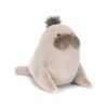 JCDB2630005-06_1-uni JELLYCAT Roarwell 海獅絨毛娃娃正面,展示米灰色絨毛與蓬鬆頭髮造型