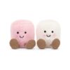 JCDB2630006-00_1-uni JELLYCAT Amuseable 粉白棉花糖絨毛娃娃正面,兩顆以緞帶相連,粉色與白色相間配色