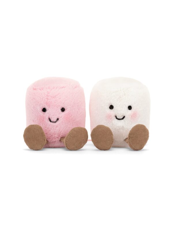 JCDB2630006-00_1-uni JELLYCAT Amuseable 粉白棉花糖絨毛娃娃正面,兩顆以緞帶相連,粉色與白色相間配色