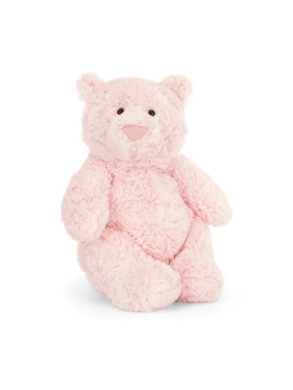 JCDB2630007-12_1-uni JELLYCAT Leola Bear 粉紅利奧拉熊絨毛娃娃正面全身,展示蓬鬆粉嫩毛料與可愛熊臉