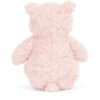 JCDB2630007-12_3 JELLYCAT Leola Bear 俯視特寫,展示柔軟蓬鬆的粉紅色聚酯纖維毛料質感