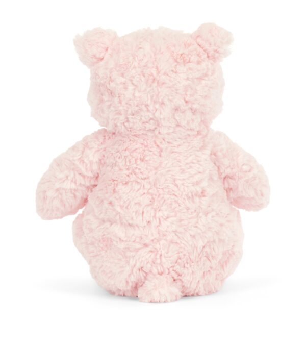 JCDB2630007-12_3 JELLYCAT Leola Bear 俯視特寫,展示柔軟蓬鬆的粉紅色聚酯纖維毛料質感