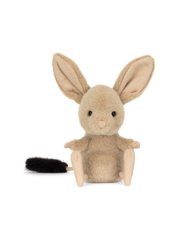 JCDB2630008-84_1-uni 英國 JELLYCAT Jerboa 棕色大耳跳鼠絨毛娃娃正面,張開雙臂造型,尺寸 14cm