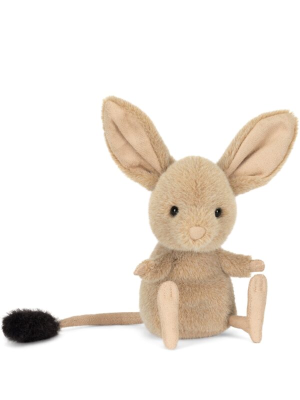 JELLYCAT Jerboa 跳鼠側面細節,展示柔軟棕色絨毛質感與修長大耳朵特徵