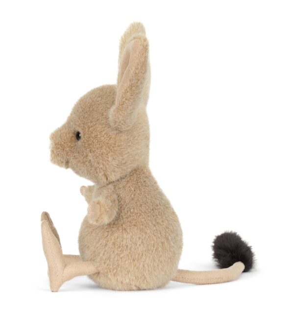 JCDB2630008-84_4 JELLYCAT Jerboa 跳鼠背面與尺寸對比,顯示整體比例約高 14cm x 寬 6cm x 深 9cm