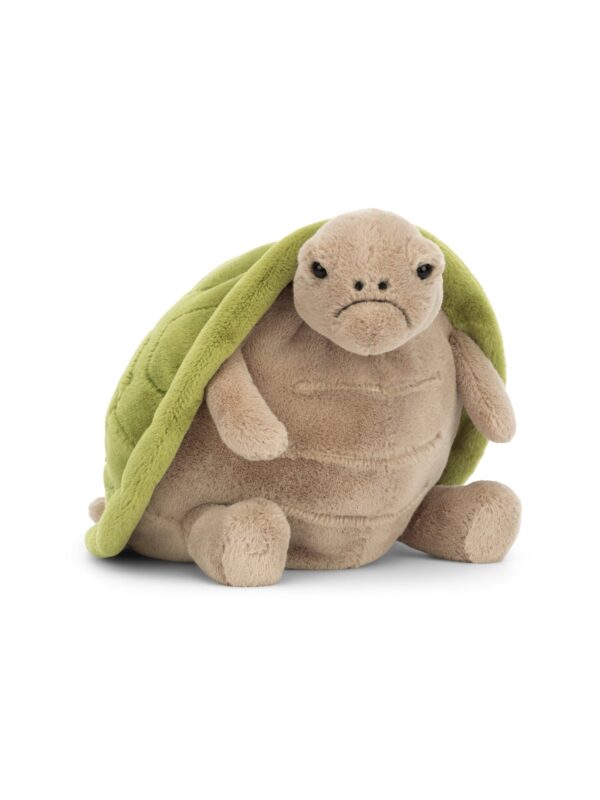 JCDB2630010-51_1-uni 英國 JELLYCAT Timmy Turtle 蒂米烏龜絨毛娃娃正面,青綠色圓潤造型,高28cm