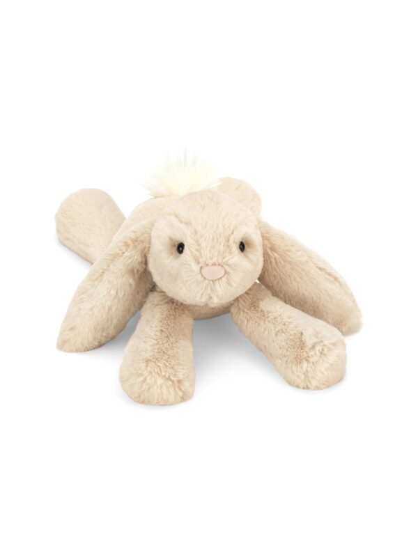 JCDB2630011-81_1-uni-1 英國 JELLYCAT Smudge Rabbit 棕色長耳絨毛兔娃娃正面,展示柔軟圓潤身形與長耳特徵