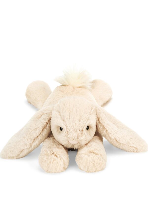 JELLYCAT Smudge Rabbit 側面細節,呈現棕色絨毛質感與靈活四肢造型