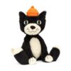 JCDB2630013-09_1-uni-1 英國 JELLYCAT Jack 傑克貓咪絨毛娃娃正面全身,身穿黑色燕尾服,圓眼可愛