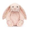 JCDB2630018-12_2 JELLYCAT 花漾兔側面細節,展示柔軟粉嫩絨毛質感與蓬鬆耳朵造型