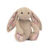 JCDB2630018-81_1-uni 英國 JELLYCAT 米色花漾兔子絨毛娃娃正面,約31cm,柔軟蓬鬆米褐色絨毛與垂耳設計