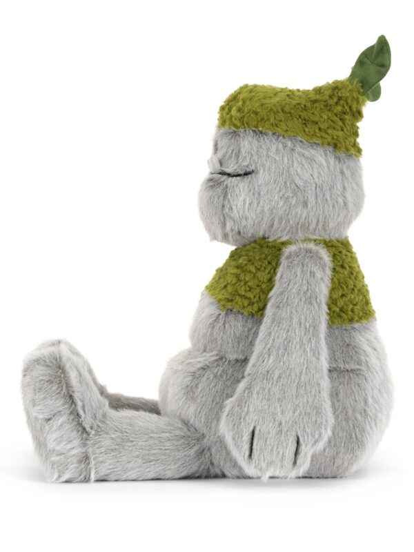 JELLYCAT Rockleton 35cm 灰色娃娃側面,呈現柔軟人造毛皮質感