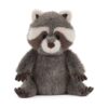 JCDB2630021-08_1-uni 英國 JELLYCAT Trixiwoo 灰色小浣熊絨毛娃娃正面,展示條紋仿毛皮面料與精緻臉部細節