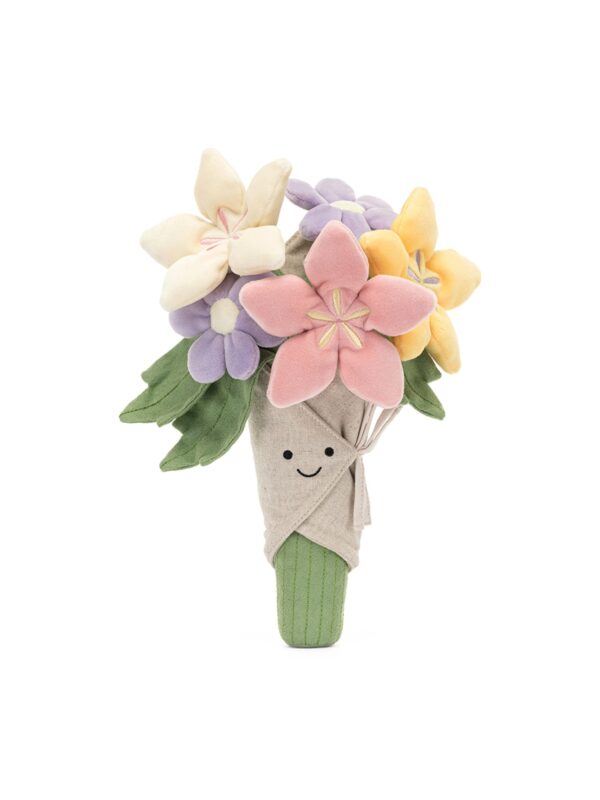 JCDB2630022-55_1-uni 英國 JELLYCAT Amuseable Bouquet of Flowers 綠色微笑花束絨毛娃娃正面全覽,高31cm
