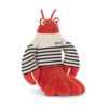 JCDB2630023-18_1-uni 英國 JELLYCAT Larry Lobster 紅色龍蝦絨毛娃娃正面,展示布列塔尼海軍條紋與大螯造型