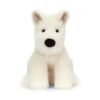 JCDB2630025-00_1-uni JELLYCAT Munro Scottie Dog 23cm 白色蘇格蘭梗犬絨毛娃娃正面,展示碩大絨面鼻子與蓬鬆雪白身軀