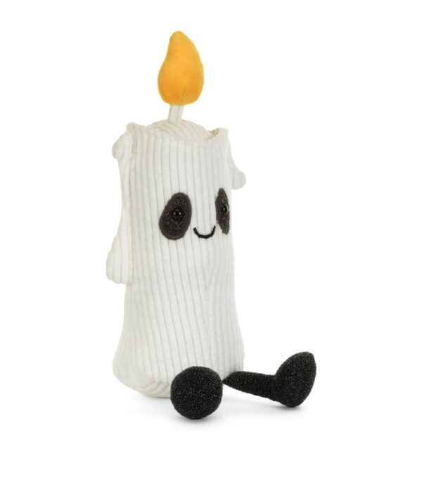 JCDB2630026-00_2 JELLYCAT 萬聖節限定蠟燭娃娃側面,展示融蠟低垂造型與絨毛材質質感