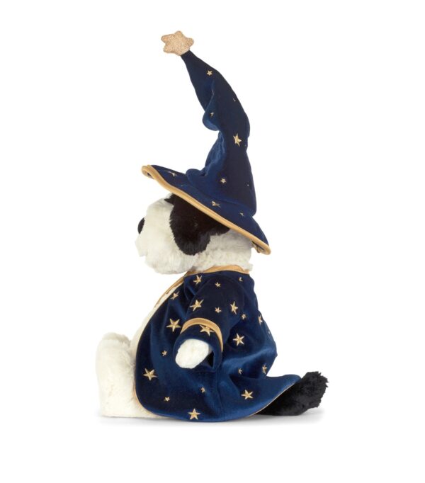 JCDB2630028-69_3 JELLYCAT Rufferty 小狗巫師帽子近拍,閃亮星星刺繡細節特寫