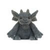 JCDB2630029-08_1-uni JELLYCAT Growlston Gargoyle 灰色石像鬼絨毛娃娃正面,展示縫線笑容與蓬鬆翅膀造型