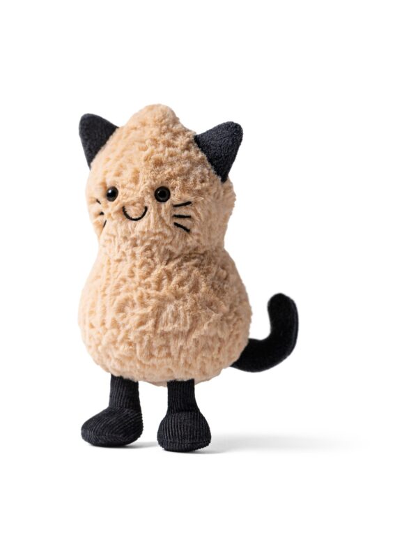 JCDB2630030-81_1-uni 英國 JELLYCAT Amuseables Peanut Cat 花生貓咪絨毛娃娃正面,展示毛茸茸貓耳與縫製鬍鬚細節