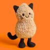 JCDB2630030-81_3 JELLYCAT Peanut Cat 娃娃特寫,展示柔軟蓬鬆棕色絨毛材質與手工縫製五官