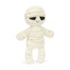 JCDB2630032-00_1-uni 英國 JELLYCAT Mummy Bob 木乃伊鮑伯絨毛娃娃正面,白色毛茸茸繃帶層層纏繞,閃亮雙眼若隱若現