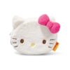 SFBE2630001-00_1-uni Steiff x Hello Kitty 限量聯名毛絨零錢包正面,雪白外層搭配標誌性粉色蝴蝶結與刺繡細節