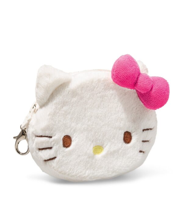 SFBE2630001-00_2 Steiff x Hello Kitty 毛絨小包側面角度,展示立體 Hello Kitty 輪廓與精緻縫線工藝