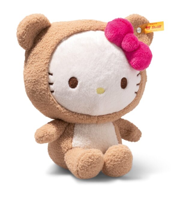 SFDB2630003-82_2 STEIFF Hello Kitty 娃娃側面角度,呈現圓潤造型與柔軟絨毛質感