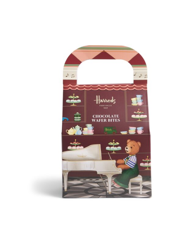 HDFC2630003-85_1-uni 英國 Harrods 巧克力威化脆片禮盒正面,棕色包裝印有品牌標誌,200g 裝