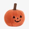JCDB2630033-24_3-2 JELLYCAT Ooky Jack O Lantern 俯視角度,展示南瓜頂部蒂頭設計與絨毛質感